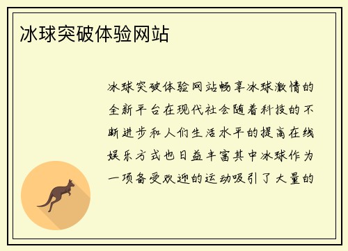 冰球突破体验网站